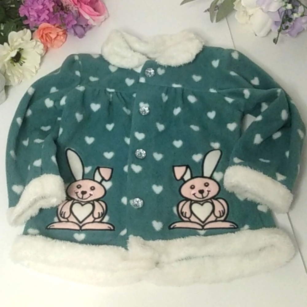 Toughskins kids green & white hearts jacket